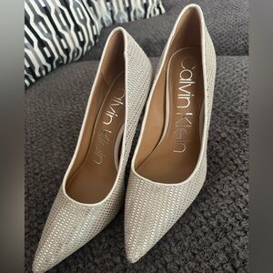 Calvin Klein Women's Textured Cream Heels